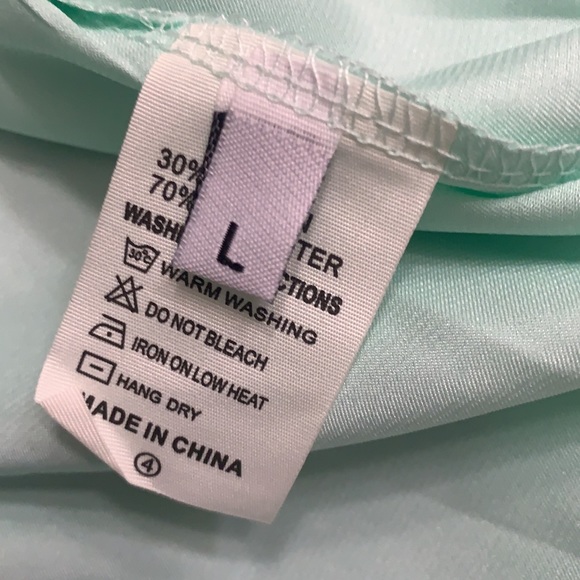 Hazel & Olive light green/mint silky satin shirt dress Size L - Picture 14 of 17